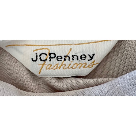 Vintage JCPenney Fashions Maxi Dress Grey V-Neck Minimalist Long Sleeve 18x54 - Picture 5 of 6